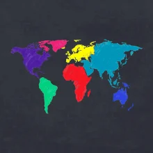 Svetové kontinenty bez názvov - farebné