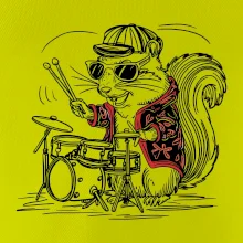 Squirrel playing drums
