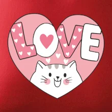 Mačka love - ružové srdce