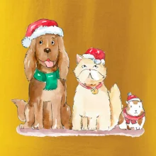 Veselé vianoce - pes, škrečok a mačka