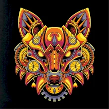 Steampunk líška farebná