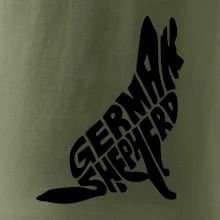 Nemecký ovčiak sediaci napis