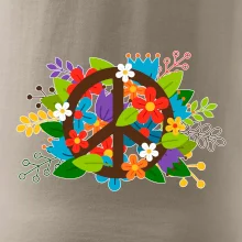 Peace symbol prerastený kvetinami