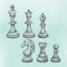 Šachové figúrky kreslené