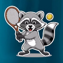 Mýval hrá tenis kreslený