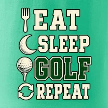 Eat sleep golf repeat typografie