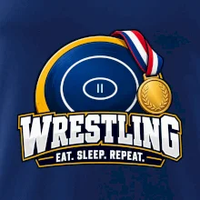 Zápasnická žíněnka se zlatou medailí eat sleep wrestling  repeat