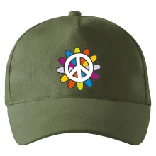 Peace symbol s kreslenou kvetinou