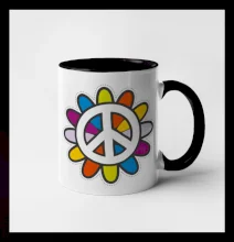 Peace symbol s kreslenou kvetinou