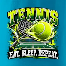 Tenisová raketa a míček eat sleep repeat