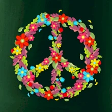 Peace symbol červené kvety