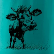 Čiernobiela karikatúra krava stojaca Čiernobiela karikatúra krava stojaca