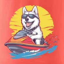 Husky na vodnom skútri