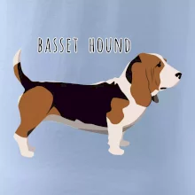 Basset hound pes s nápisom Basset hound pes s nápisom