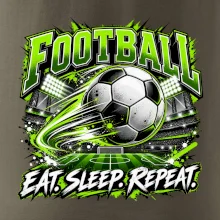 Futbalová lopta a štadión eat sleep repeat