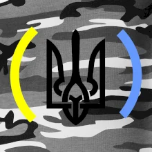 Ukrajina trojzubec s farbami