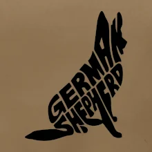 Nemecký ovčiak sediaci napis