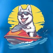 Husky na vodnom skútri