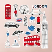 Velká Británie - kreslené ikonky