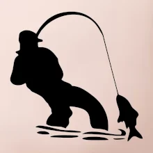 Rybár ťahajúce rybu