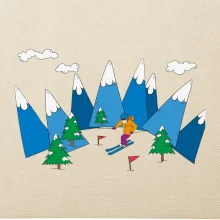 Lyžiar a farebné hory