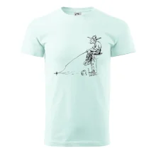 Kreslený rybár na pni