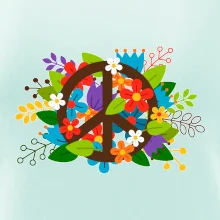 Peace symbol prerastený kvetinami