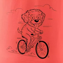 Lagotto romagnolo karikatúra na bicykli čierna