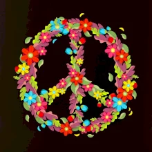 Peace symbol červené kvety