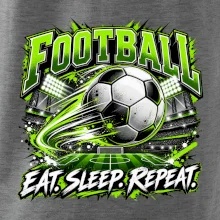 Futbalová lopta a štadión eat sleep repeat