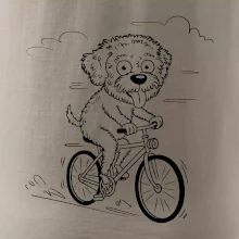 Lagotto romagnolo karikatúra na bicykli čierna