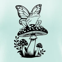 Goblincore čierna huba so žabou