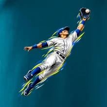 Baseballový polař chytá míček ve výskoku