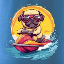 Mops na vodnom skútri