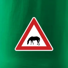Dopravná značka - Pozor pasúci sa kôň