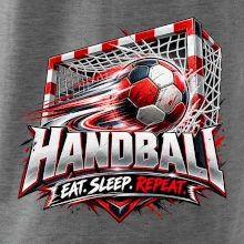 Hádzanárska lopta v bránke eat sleep repeat