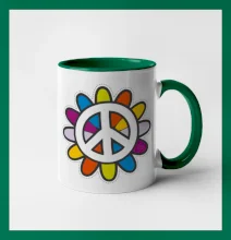 Peace symbol s kreslenou kvetinou