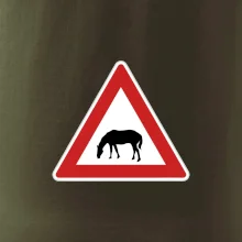 Dopravná značka - Pozor pasúci sa kôň