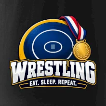 Zápasnická žíněnka se zlatou medailí eat sleep wrestling  repeat