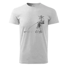 Kreslený rybár na pni