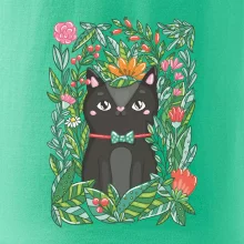 Mačka s kvetmi maľované