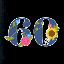 Kvetinové číslo kreslené - 60