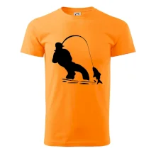 Rybár ťahajúce rybu