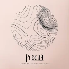 Plechý - vrstevnice v kruhu