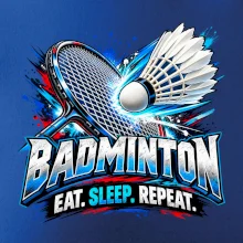 Bedmintonová raketa s košíčkom eat sleep repeat