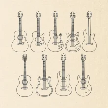 Typy gitár čiernej kresby