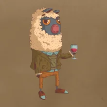 Alpaka s vínom muž