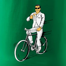 Gentleman na bicykli s pivom