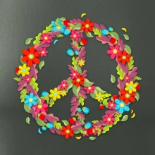 Peace symbol červené kvety