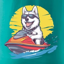 Husky na vodnom skútri